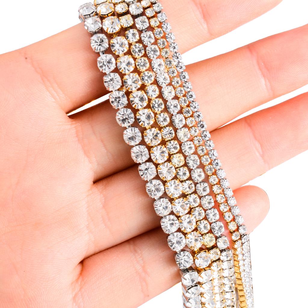 2mm/3mm/4mm Stainless Steel Cubic Zircon Shiny Crystal Chain Necklace Silver/Gold Color Women‘s Jewelry Gift DIY Accessories