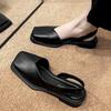 Shop   Women Summer Daily Square Toe Banding Slingback Flat Shoes Wdms Wse Ts138