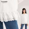 Tao Town Mädchen Langarmshirt mit Spitzennähten - Koreanischer Stil Frühling/Herbst Trend