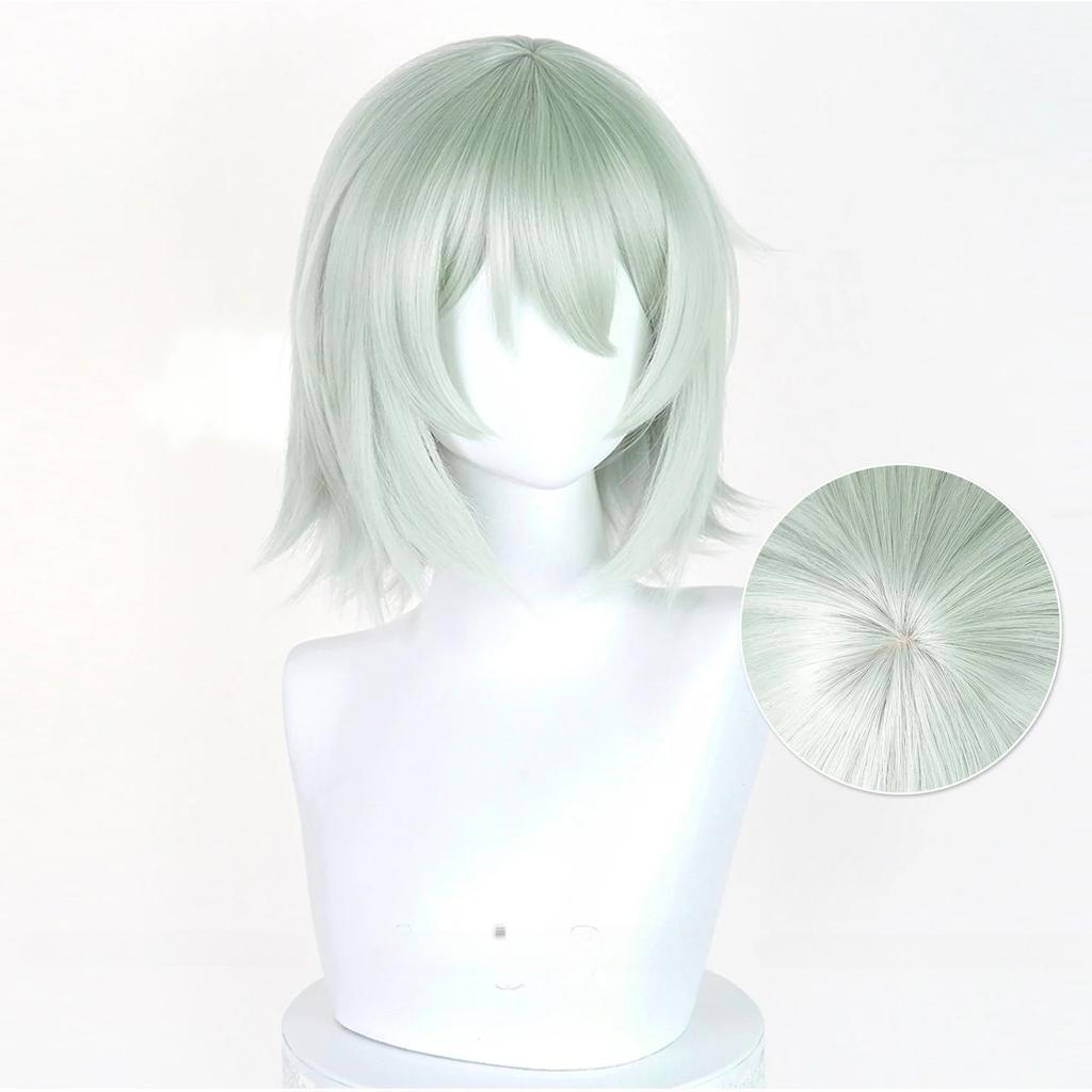 Anime Yani Neko Chainsmoker Cosplay Wig Yaniko Sato Yanineko Green Short Hair Heat Resistant Wigs Party