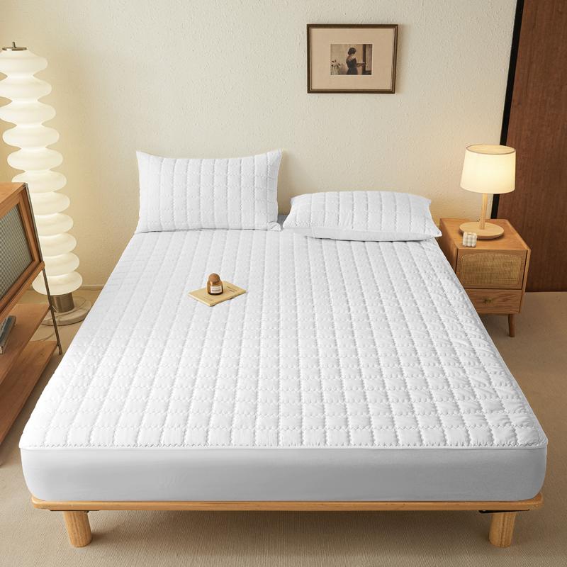 1 Simple Modern Square Waterproof Laminated Fitted Sheet, Solid Color Bed Cover For Bedroom, Bedding(Excluding Pillowcase)