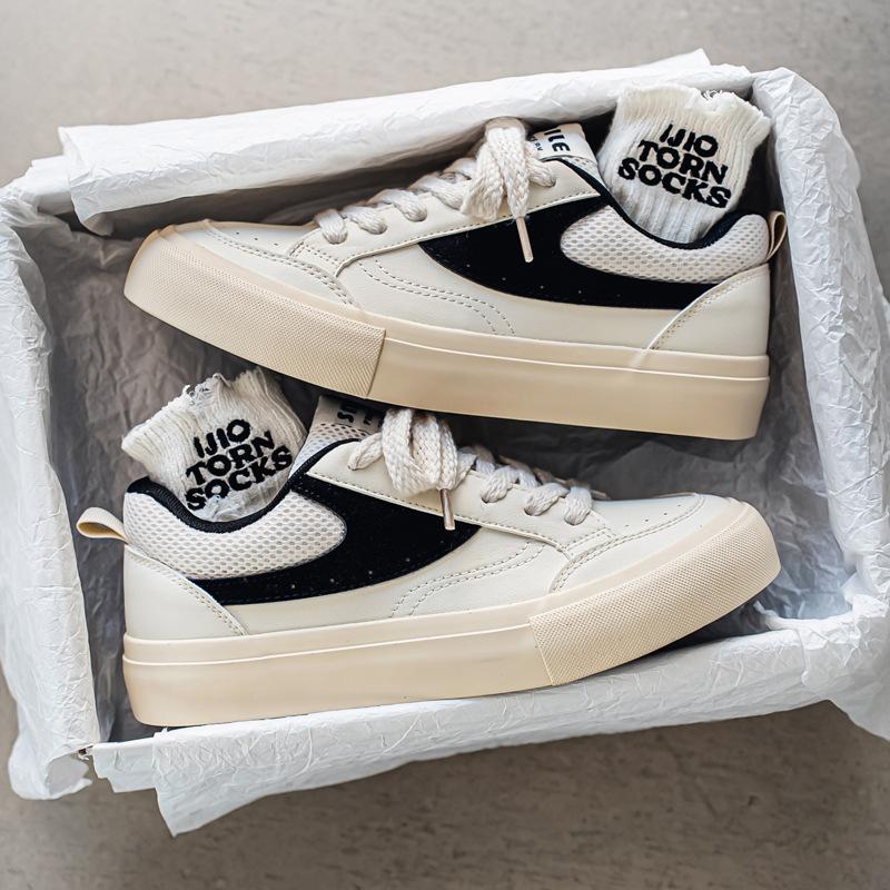 

Men s shoes 2025 new spring breathable trend versatile mesh sports and leisure students platform white breadboard shoes 44