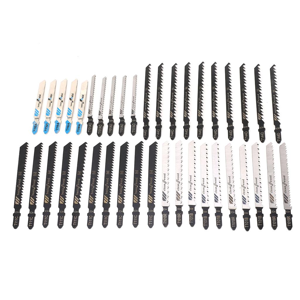 40Pcs Jigsaw Blade 6 Types High Speed Steel Reciprocating Sabre Saw Cutting Tool for Wood