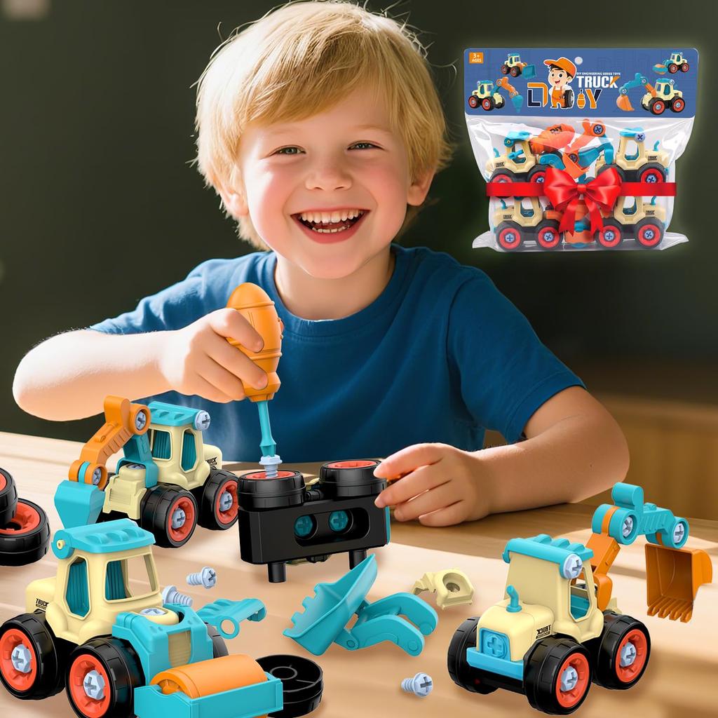 Toy Construction Set of DIY Educational Construction Pretend Sandbox Gift for Boys and Girls Cars, Vehicles, 4, Toy, Excavator, Play, Play,