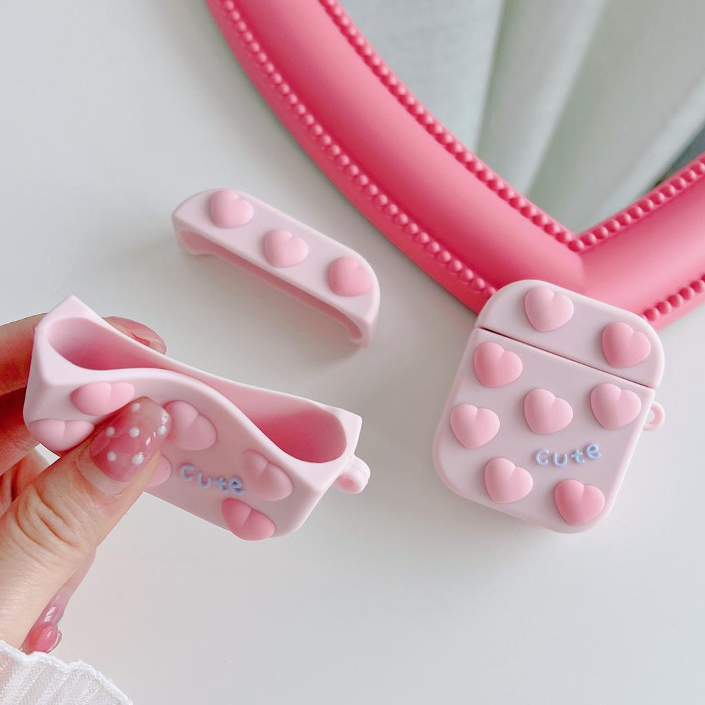 3D pouzdra na sluchátka pro AirPods pouzdro Cute Pink Love Protect Cover pro sluchátka Pouzdro na sluchátka pro Apple Airpods 1/2/3/Pro