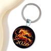 Keychain with Glass Horse Statue 2026 Year of Horse Good Luck Charm Solid Keyring Keys Backpacks Car Ornament