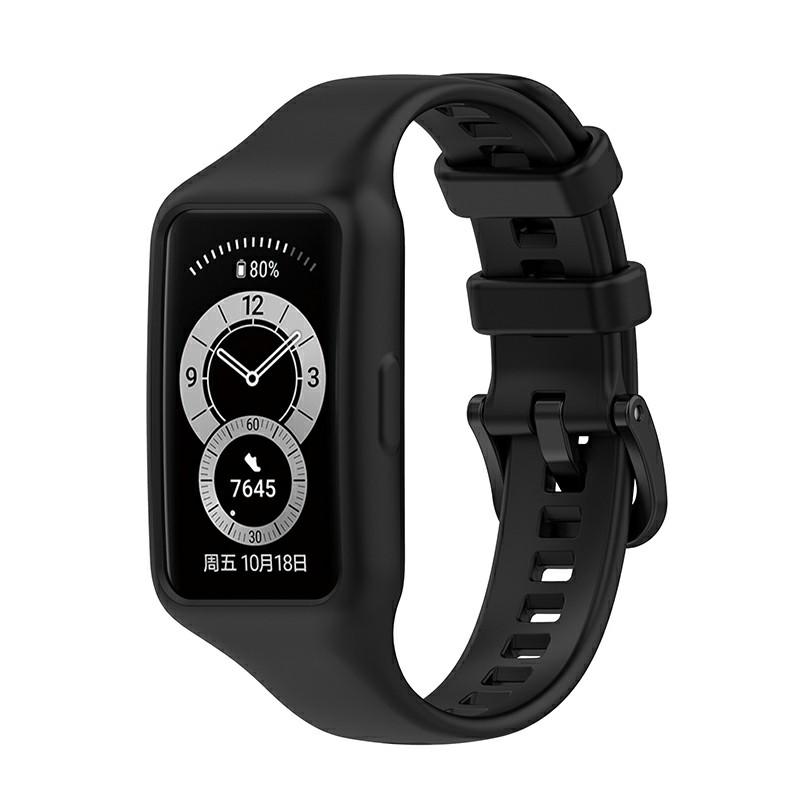 

Integrated Soft Silicone Watchband Bracelet Wrist Strap Replacement for Huawei Band 6/Band 7/Honor Band 6 Black