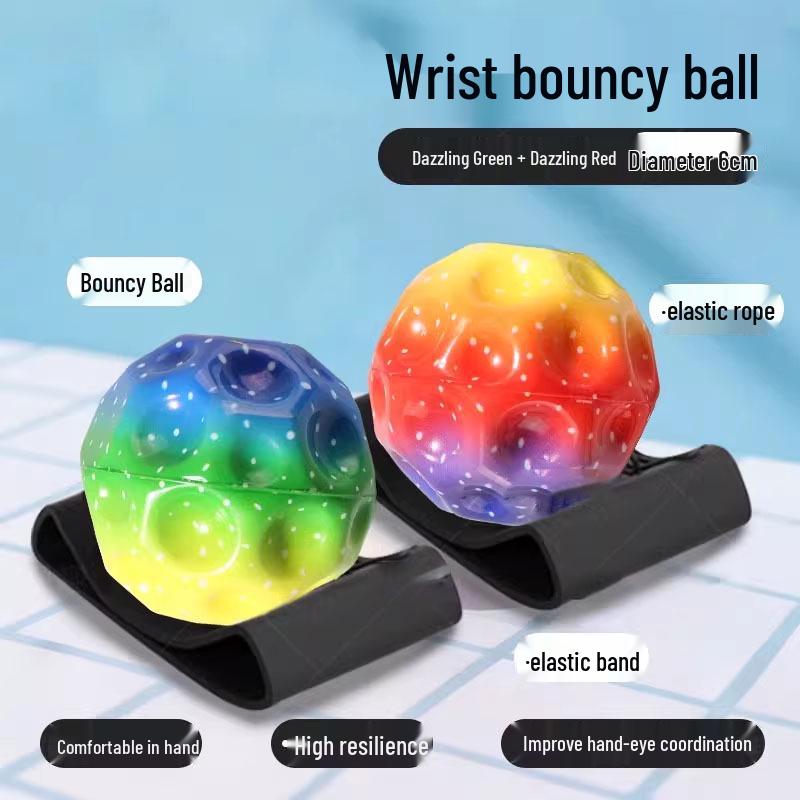 Luminous Moonstone Rubber Reaction Ball with Rope for Children