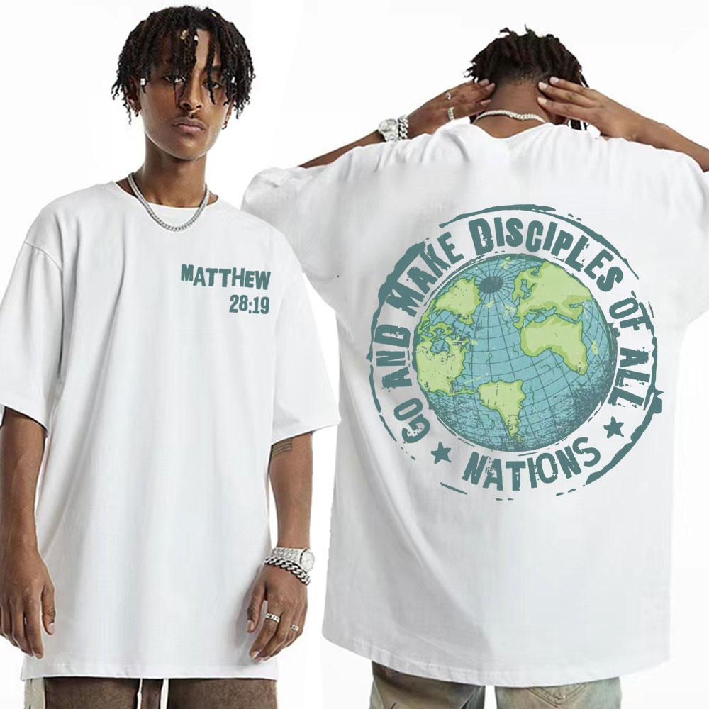 Large Cotton Men's Go Make Disciple Christian Street Wear T-shirt Retro Bible T-shirt Fashion Aesthetics Short Sleeve T-shirt
