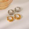 Htpwe Statement Circle Hoop Earrings Zircon for Women Girls Trendy Metal Texture 18 K Golden Ear Studs Accessories
