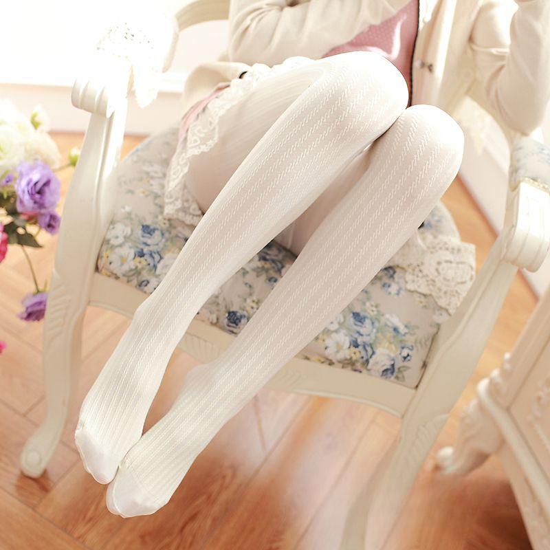 

Тонкие колготки на весну-лето для женщин - Белые милые носки с сердечками и бантиками