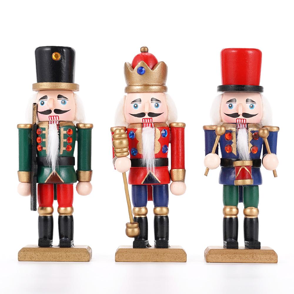 15CM Weihnachtsnussknacker Marionetten-Soldaten-Set Handgefertigter Nussknacker-Soldaten-Dekoration Weihnachten Neujahr Festival Dekoration