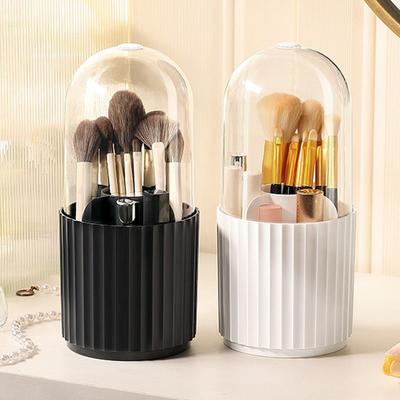 360° Obrotowy Organizer na kosmetyki do makijażu z pokrywką Luksusowy uchwyt na pędzle Szminka Uchwyt na kredki do brwi Pudełko do przechowywania cieni do powiek