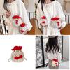 Minimally Woven Crossbody Bag With Flower Appearance And Drawstring Design For Daily Use