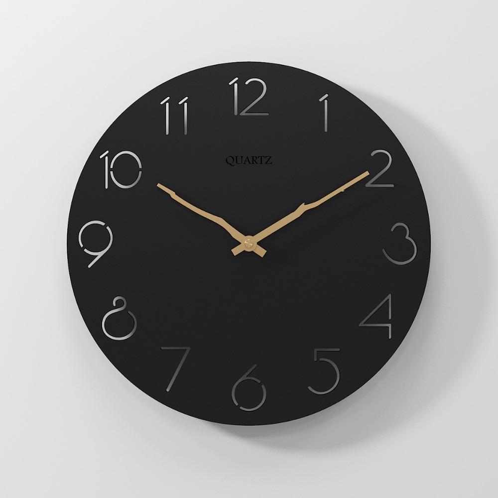 Silent Movement Wooden Wall Clock Round Shape Silent Wall Clock Hanging Wall Clock  Living Room