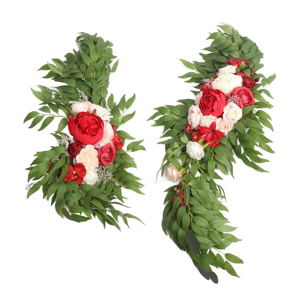 Wedding Arch Flowers Red Silk Cloth Bright Color Widely Used Faux Flower Swag