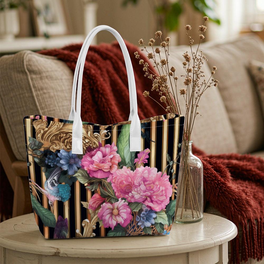 Elegant Floral Pattern Shoulder Tote Bag for Women Casual Daily Use