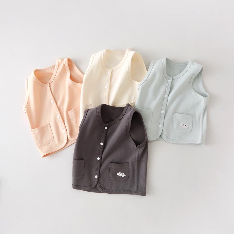 Newborn Unisex Sleeveless Knit Vest - Thick Shu Velvet for Spring, Autumn, Winter