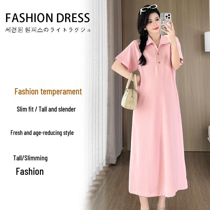 Summer 2026 Korean-Style Lapel Maternity Dress 2XL