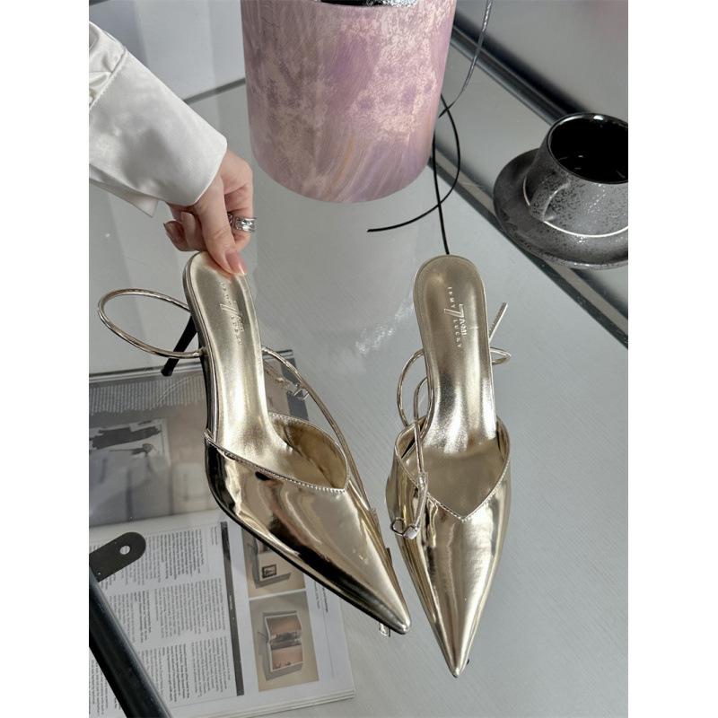 Туфлі-човники на шпильці Фея Сексуальні Милі З Спідницею Взуття Темперамент Сумка Голова Сандалі Регульована Пряжка на Щиколотці Одинарні Туфлі