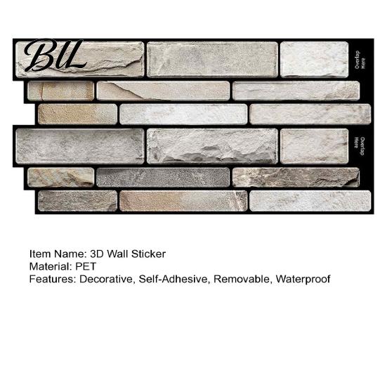 Removable Wall Covering Peel And Stick Backsplash, 3D Brick Panels, Self Adhesive Interior Decoration Materials Tile, Faux Stone Wallpaper,
