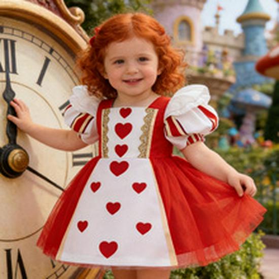 Queen of Hearts Girls’ Cosplay Dress for Alice In Wonderland Role-Playing