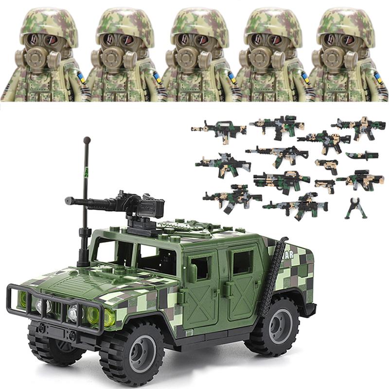 Military Soldier Ukrainian Biochemical Special Forces Building Blocks Army Figures Gas Mask Weapons Bricks Toys For Children