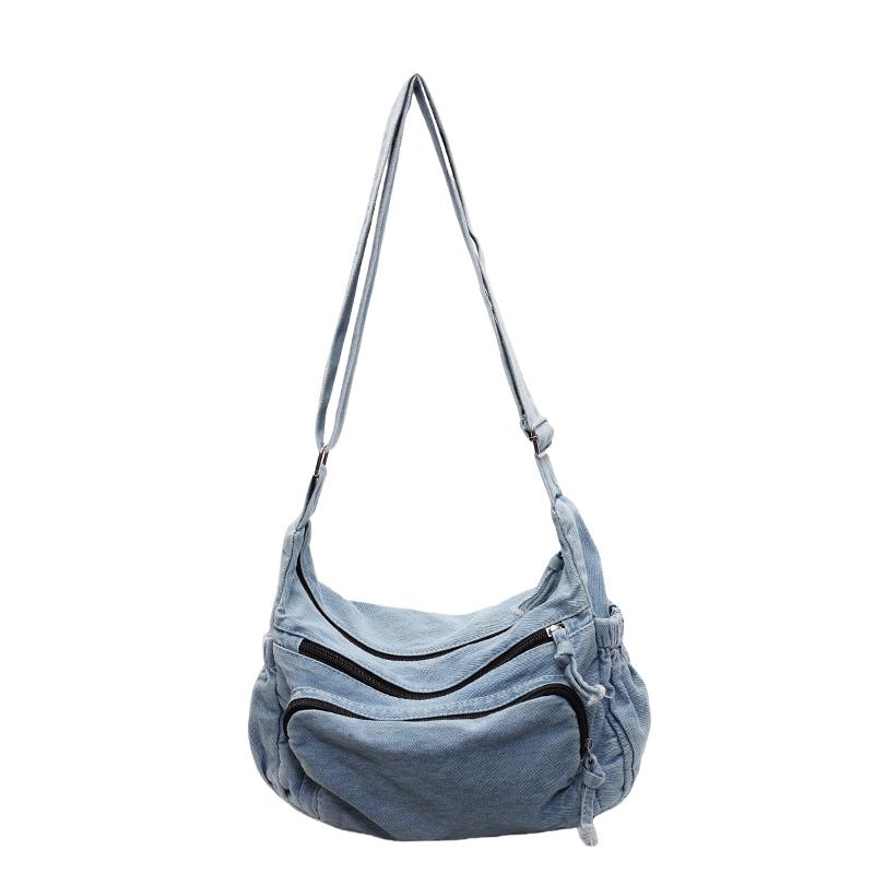 Denim Bag Multi-Layer Crossbody Bag Women Commuter Shoulder Bag Messenger Bag
