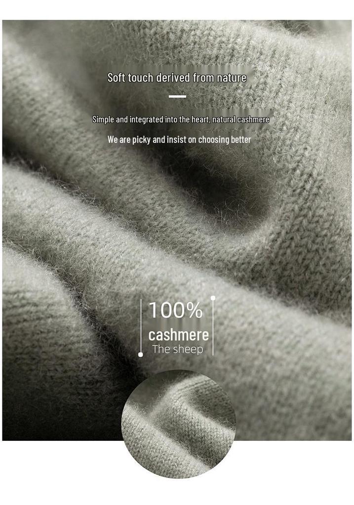 Women's 100% Cashmere Thickened Long Sleeve Sweater - Half-High Neck, Versatile Knit Base Layer for Autumn/Winter