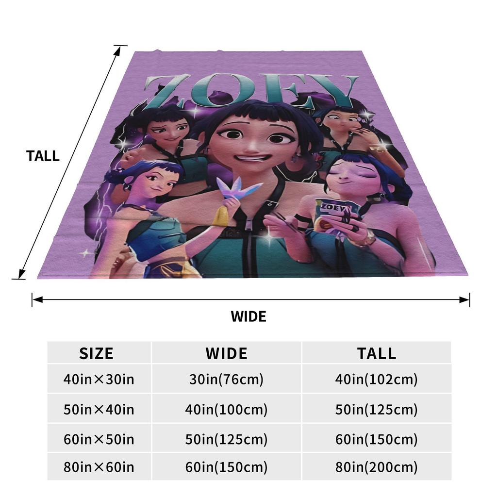 Kpop Lovci démonů Zoey Huntrix Přikrývky Plyšová z korálového rouna Super měkká přehozová deka na postel, pohovku, do ložnice, prošívaná