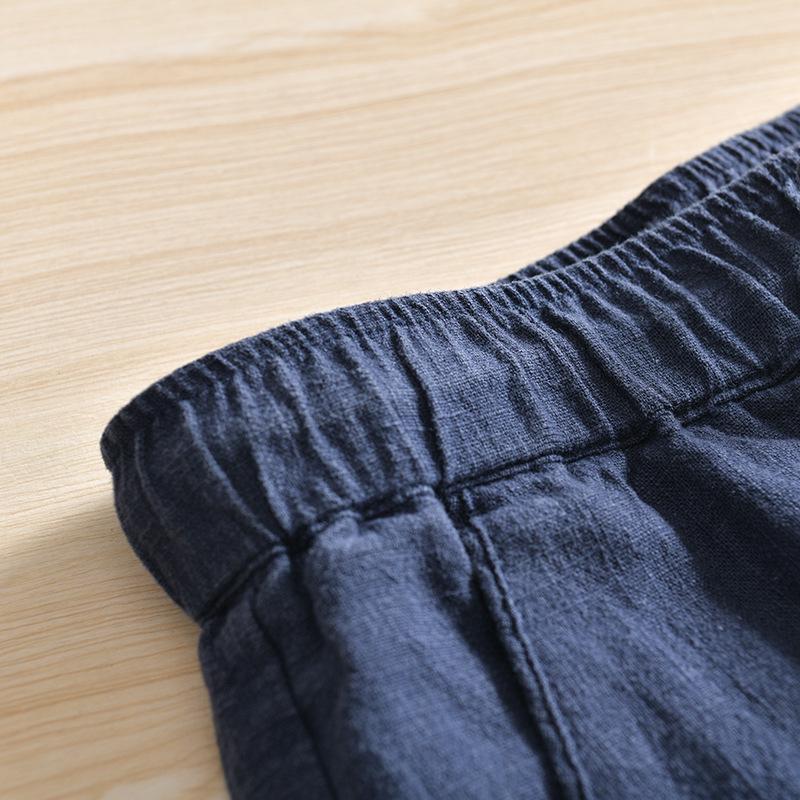 DuPont Fabric Pánské letní prodyšné bavlněné a lněné elastické kalhoty s rovnými nohavicemi