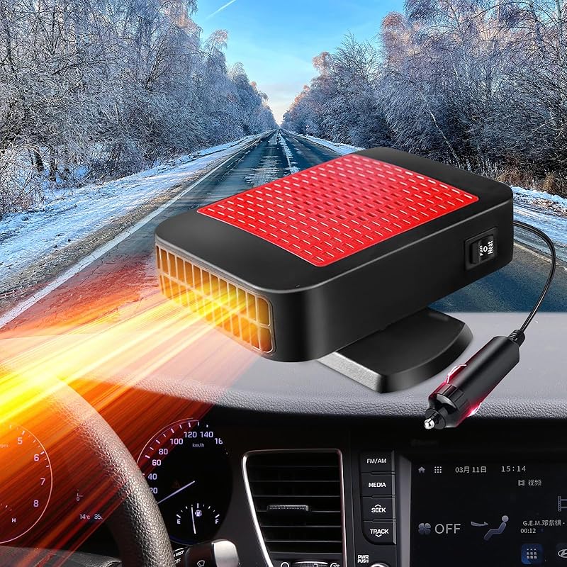 Car Heater,12V 200W Portable Fast Heating Defroster Automobile Windshield Fast Heaters Car Heater That Plugs into Cigarette Lighter for Car, SUV, красный черный
