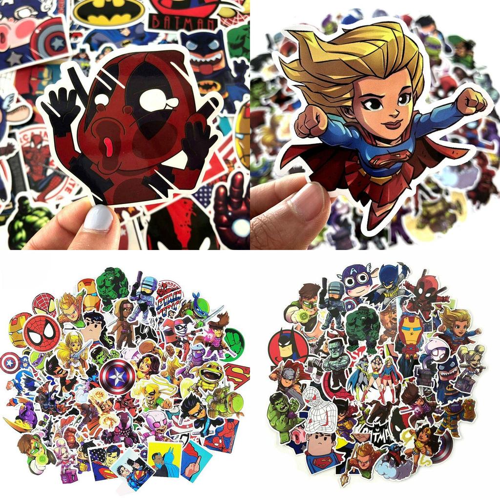 100pcs Multicolor Super Hero Stickers For Luggage Laptop Skateboard Bicycle Car