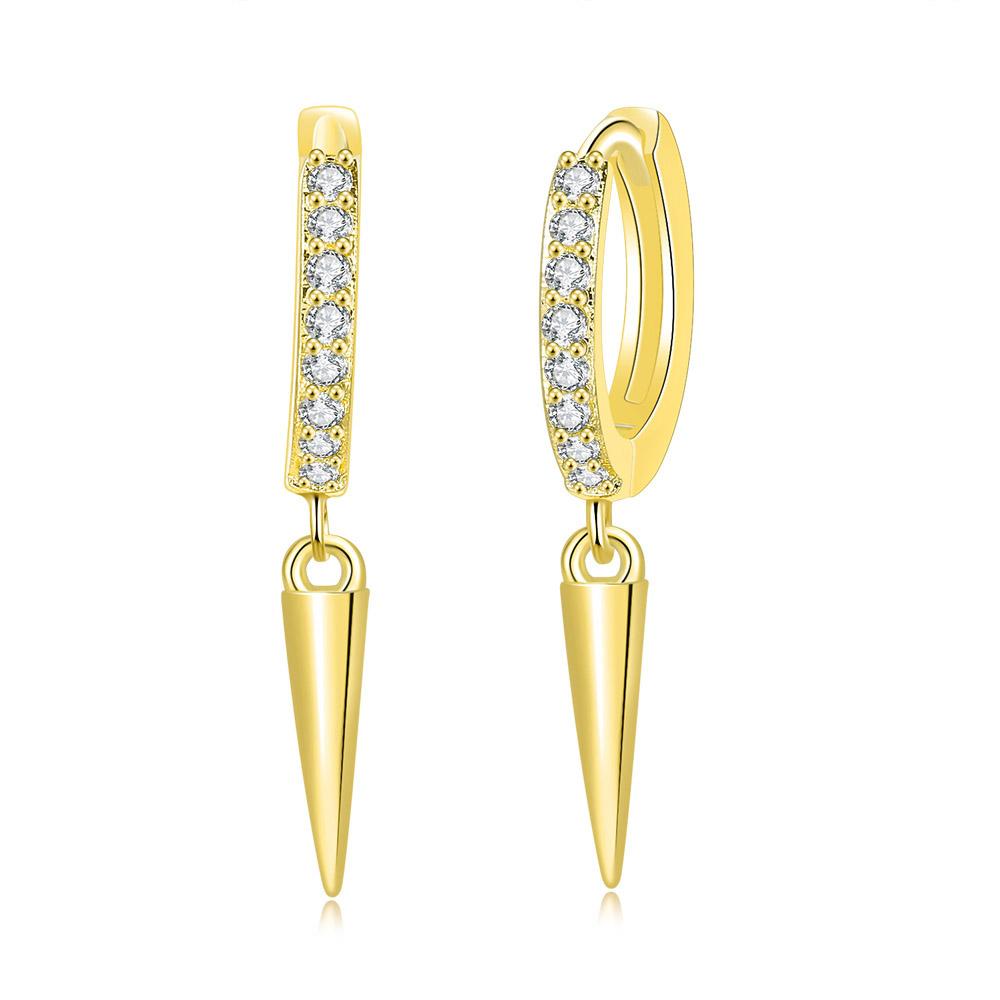 

ZHOUYANG Hip Hop Punk Drop Earrings For Women Cone Shaped Rose Gold Color Zircon Men s Ear Accessories Jewelry Wholesale KBE151