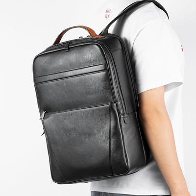 Zaino da Uomo in Vera Pelle Grande Capacità Multifunzionale Zaino da Viaggio d'Affari Moda Borsa in Pelle Bovina di Primo Strato