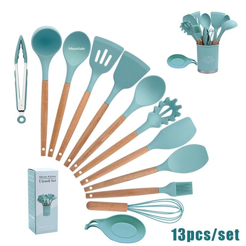 Cooking Tool Sets Non-toxic Cooking Baking Kitchen Tools Utensils Silicone Shovel Spoon Scraper Brush Spade Whisk Turner