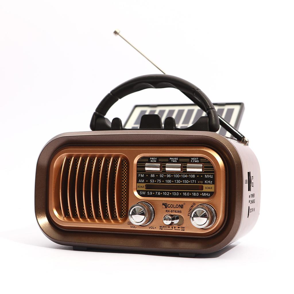 Vintage Solar Portable Multifunctional Three-band Radio Card Radio Bluetooth Speakers