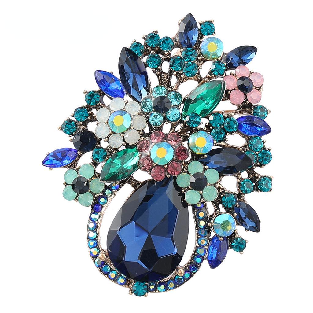 Luxury Women Men Full Crystal Exquisite Badges Brooch Pin Fashion Trendy Flower Jewelry Party Banquet Buckle Pins