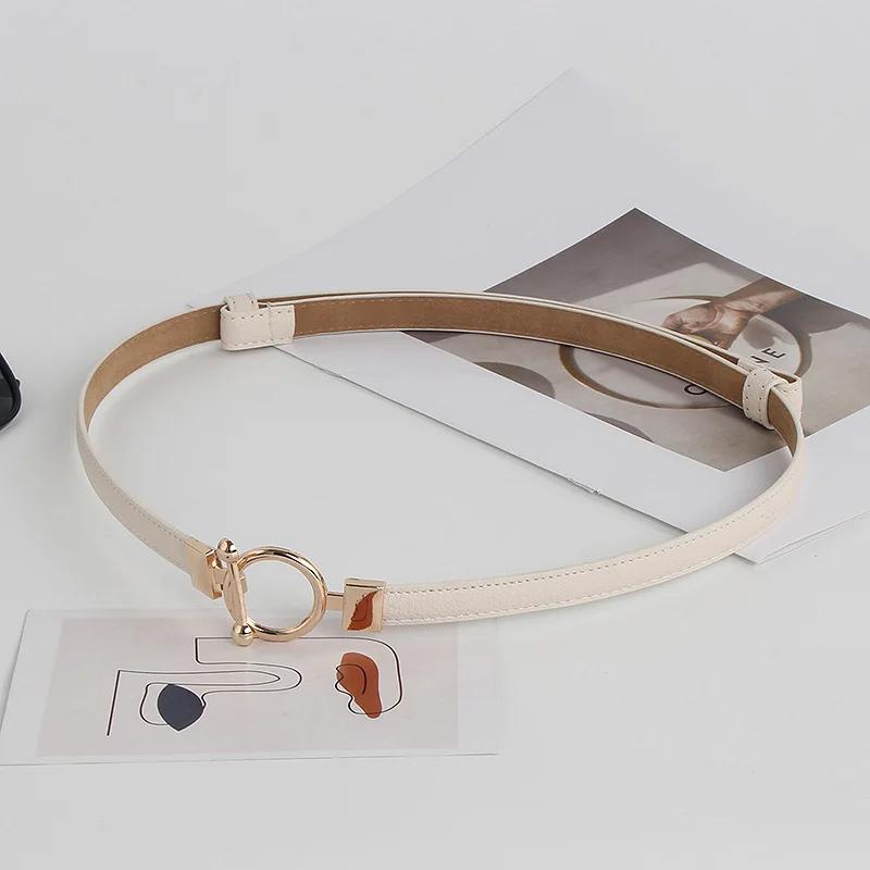 Women Leather Thin Belt Metal Simple Hook Buckle Adjustable Waist Strap For Trouser Dress Brand Designer Decoration Waistband