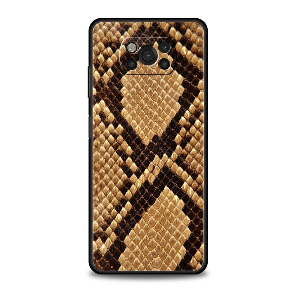 Pretty Luxury Snake Skin Phone Case For For Xiaomi Poco X6 X5 Pro X4 X3 NFC F5 Pro F4 F3 GT M5 M4 Pro 5G M3 C51 C50 C55 Cover