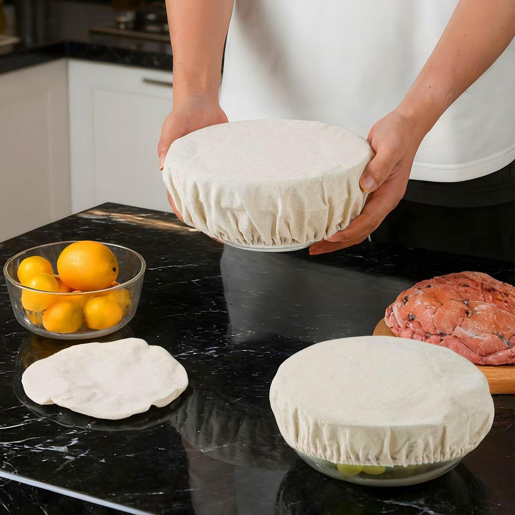 Bowl Covers Set Elastic Reusable Bowl Covers 4Size Dish Covers Cotton Cloth Food Storage Container Cover Bread Proofing for Home