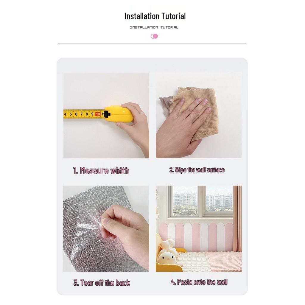 Self-Adhesive Soft Padding Wall Panels for Kindergarten & Kids' Rooms - Anti-Collision, Decorative Protection for Beds & Ugly Walls