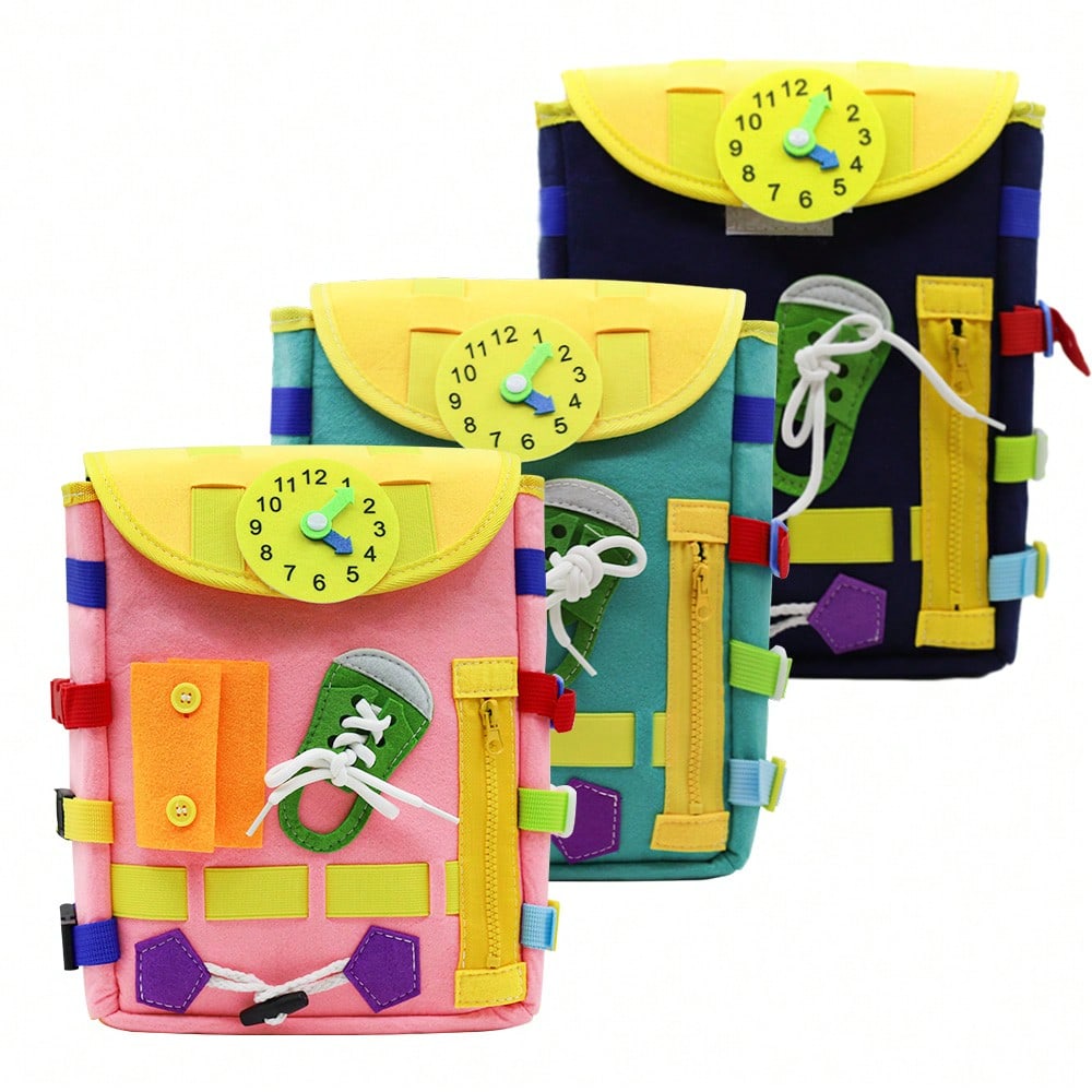 Puzzle Buckle Backpack And Learning Activity Toys, Develop Fine Motor Skills And Basic Life Skills,Learn To Tie Shoelaces Travel Toys Christmas Gifts