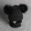 Children Beanie Pompom Neck Knitted Warm Hat Winter Scarf Set