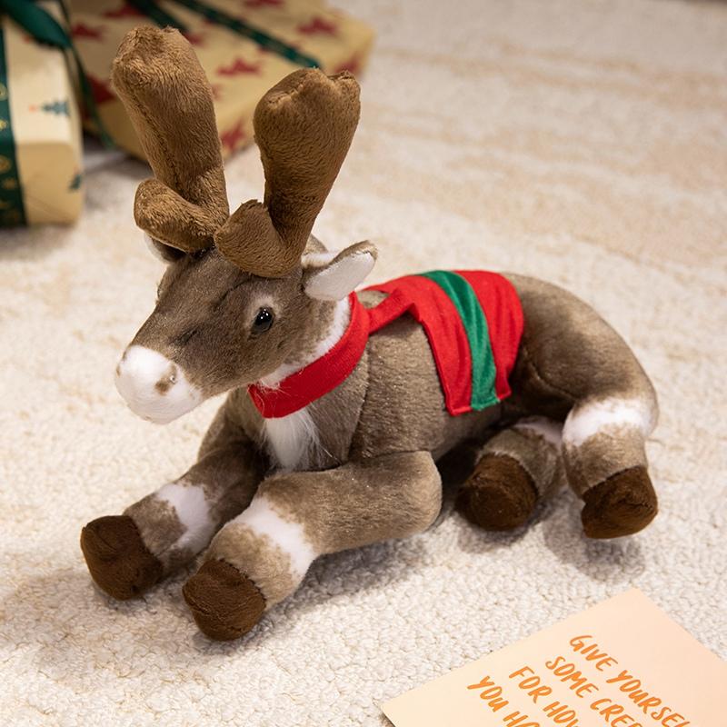 Simulations-Elch-Stofftier Weihnachts-Hirsch Plüschtiere Puppe Weihnachten Rentier Weiche Spielzeuge Frohe Weihnachten Neujahrsdekoration Beste Geschenke Für Kinder 32cm