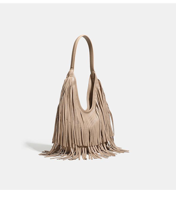 

Модная женская сумка через плечо с бахромой 2025 Осень и Зима Новая Мода Стиль Майяр Женская сумка Сумка-тоут Сумка под мышку хаки