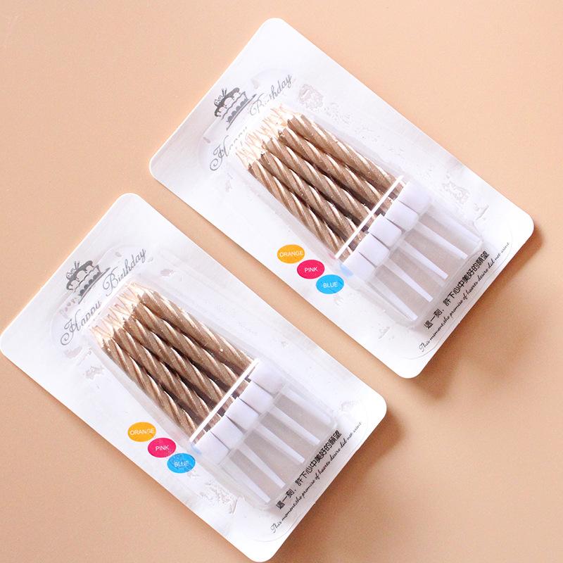 Threaded Candles Birthday Cake Candles Golden Threaded Birthday Candles Colored Gold-plated Small Candles