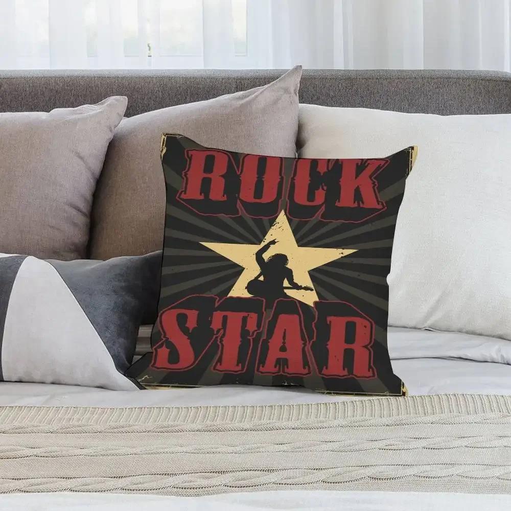 Vintage Rock Music Pillow Case Short Plush Double-sided Print Square Throw Pillow Covers Sofa Home Cushion Decor