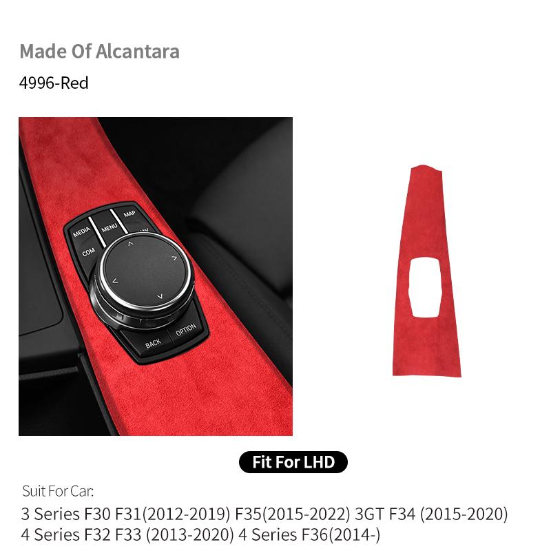 For BMW 3 Series F30 F31 F34 F35 3GT Car Multimedia Switch Knob Panel Trim Frame Sticker Made of Alcantara Interior Accessories LNYCP1