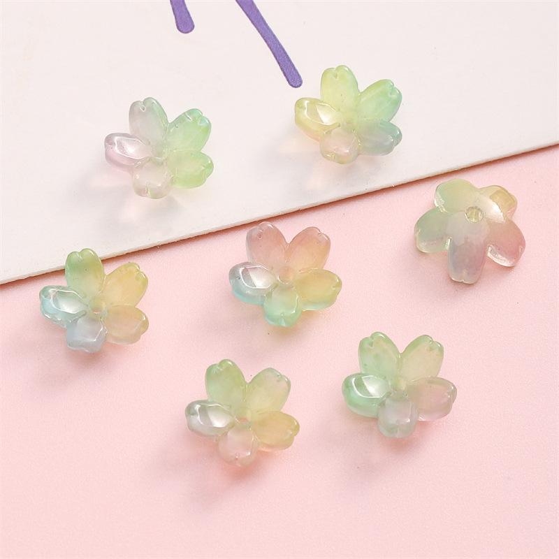 Glass Gradient Cherry Blossom Three-dimensional Accessories Beading Accessories Handmade Diy Bracelet Spacer Beads Accessories Strings Loose Beads